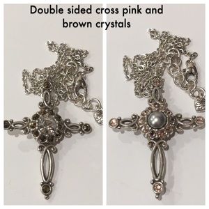 BRIGHTON VINTAGE DOUBLE SIDED CROSD NECKLACE